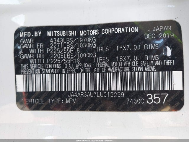2020 MITSUBISHI OUTLANDER SPORT JA4AR3AU7LU019259 Photo 8