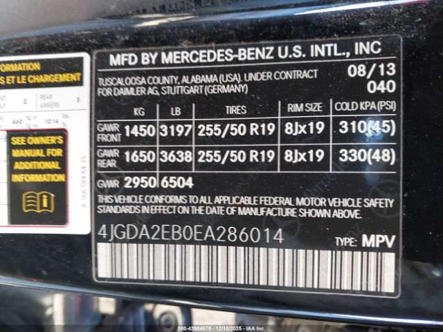 2014 MERCEDES-BENZ ML 350 BLUETEC 4JGDA2EB0EA286014 Photo 8