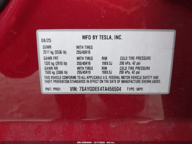 2026 TESLA MODEL Y 7SAYGDEE4TA456504 Photo 8