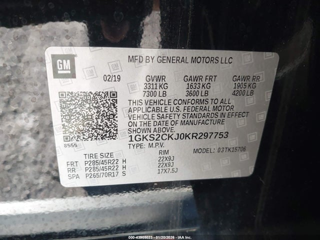 Продажа на аукционе авто 2019 Gmc Yukon Denali, vin: 1GKS2CKJ0KR297753, номер лота: 43905023