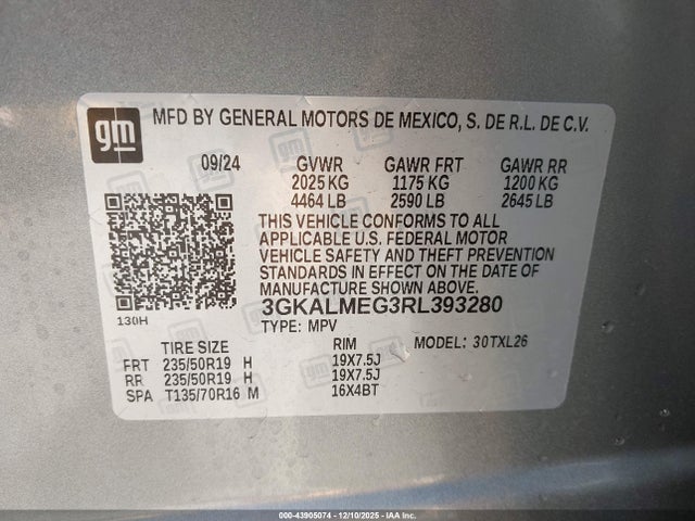 Aukcja sprzedaży 2024 Gmc Terrain Fwd Sle, vin: 3GKALMEG3RL393280, numer aukcji: 43905074