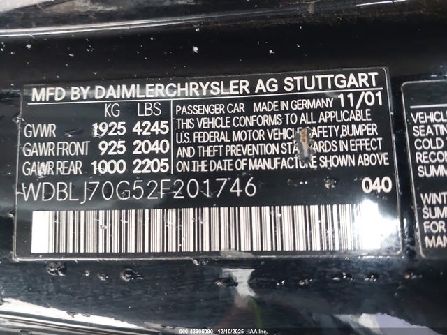 2002 MERCEDES-BENZ CLK 430 WDBLJ70G52F201746 Photo 8