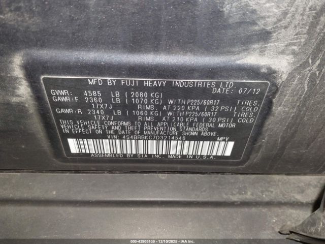 2013 SUBARU OUTBACK 4S4BRBKC7D3214548 Photo 8