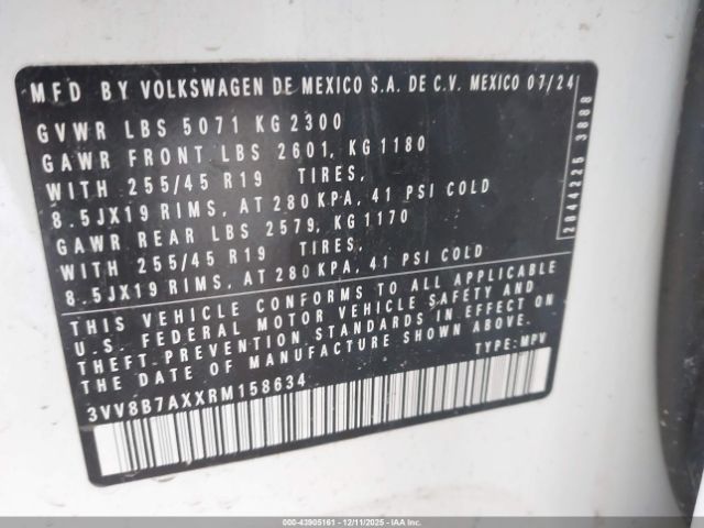 2024 VOLKSWAGEN TIGUAN 3VV8B7AXXRM158634 Photo 8