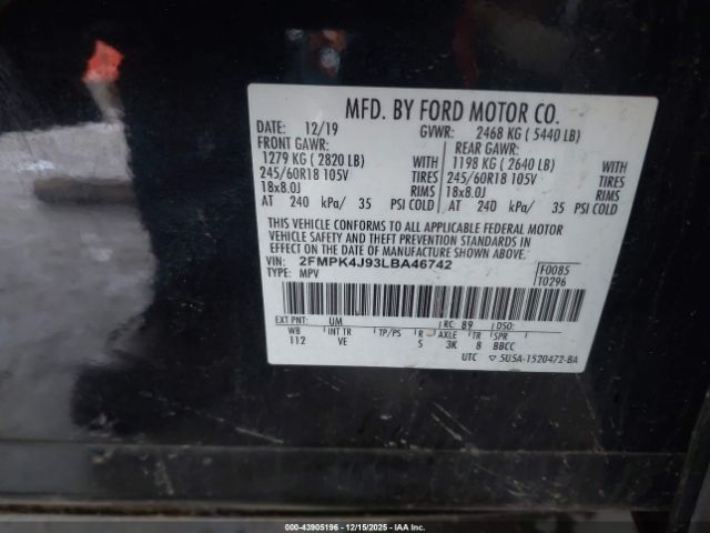 2020 FORD EDGE 2FMPK4J93LBA46742 Photo 8