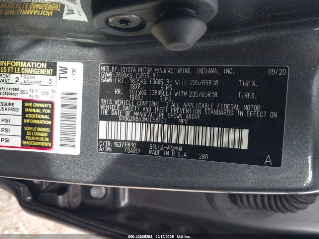 2021 TOYOTA HIGHLANDER 5TDGZRBH3MS058831 Photo 8