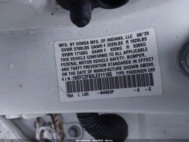 Honda Civic Lx 2020 19XFC2F65LE211165 Image 9