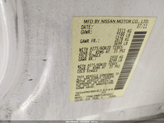 2011 NISSAN ARMADA 5N1AA0NE8BN623244 Photo 8