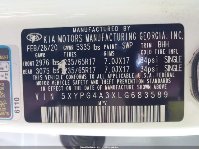 2020 KIA SORENTO 5XYPG4A3XLG683589 Photo 8