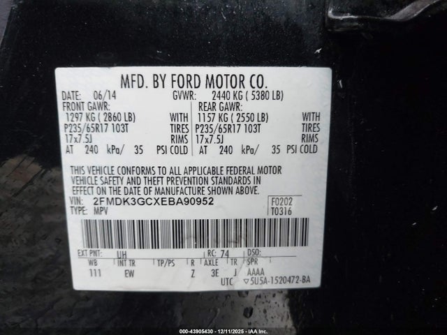 Ford EDGE SE 2014 2FMDK3GCXEBA90952 Image 9