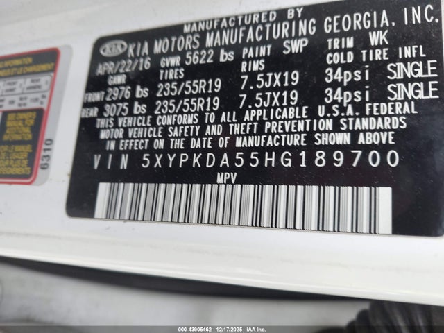 2017 KIA SORENTO 5XYPKDA55HG189700 Photo 8