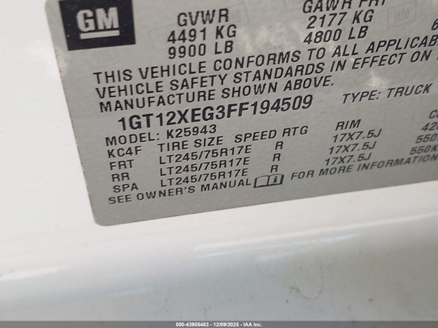 1GT12XEG3FF194509 GMC SIERRA 2500HD