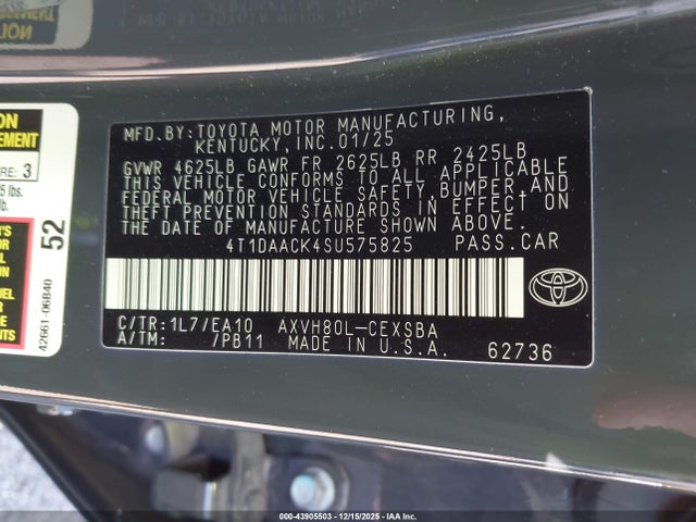 Toyota CAMRY SE 2025 4T1DAACK4SU575825 Image 9