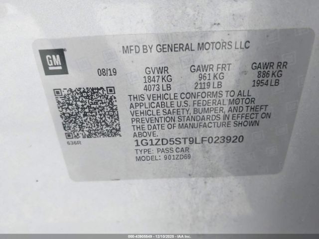 2020 CHEVROLET MALIBU 1G1ZD5ST9LF023920 Photo 8