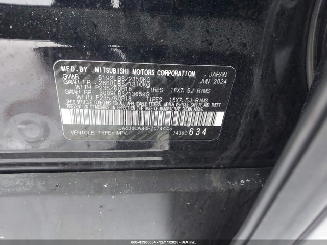 2024 MITSUBISHI OUTLANDER JA4J4UA80RZ074445 Photo 8