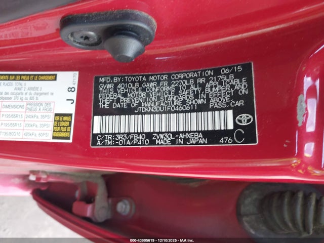 JTDKN3DU1F0460611 Toyota Prius Two