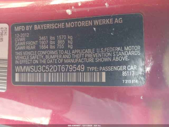 2013 MINI HARDTOP WMWSU3C52DT679549 Photo 8