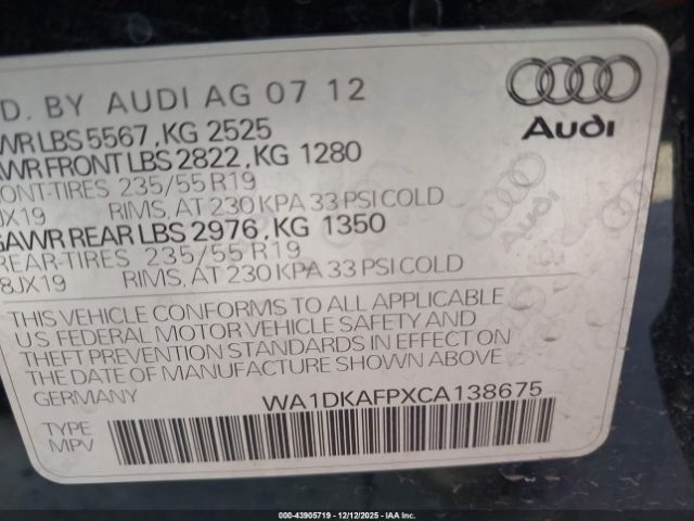 2012 AUDI Q5 WA1DKAFPXCA138675 Photo 8
