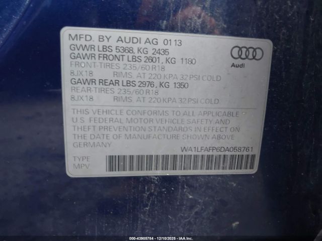 2013 AUDI Q5 WA1LFAFP6DA058761 Photo 8
