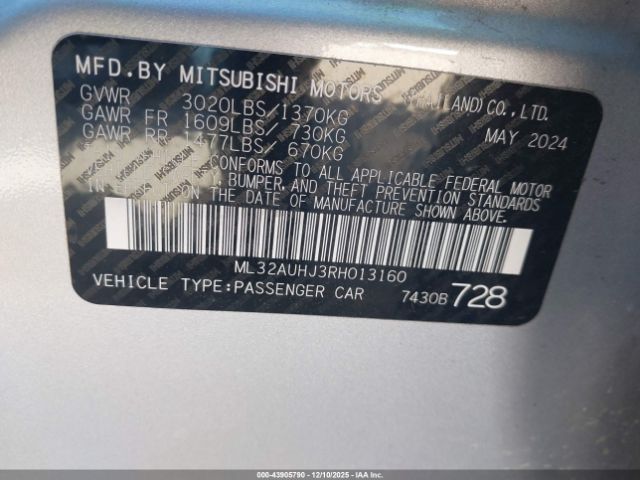 2024 MITSUBISHI MIRAGE ML32AUHJ3RH013160 Photo 8