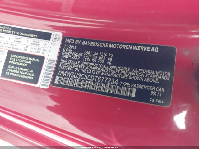 2013 MINI HARDTOP WMWSU3C50DT677234 Photo 8