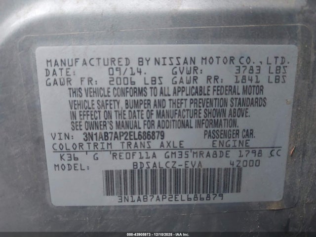 Nissan SENTRA S 2014 3N1AB7AP2EL686879 Image 9