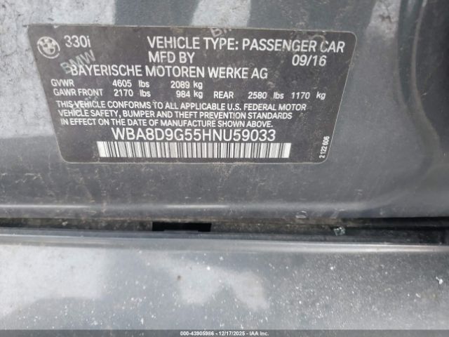 2017 BMW 330I WBA8D9G55HNU59033 Photo 8