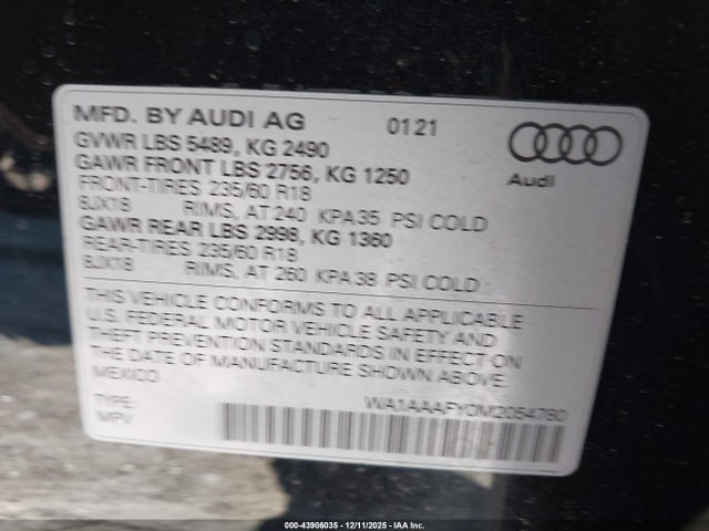 2021 AUDI Q5 WA1AAAFY0M2054780 Photo 8