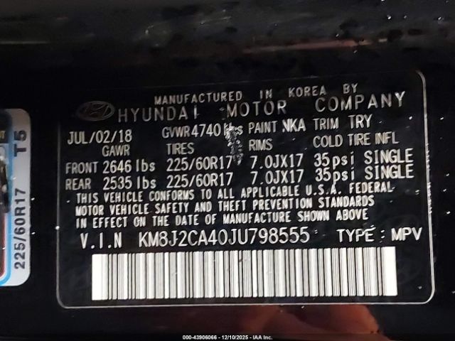 2018 HYUNDAI TUCSON KM8J2CA40JU798555 Photo 8