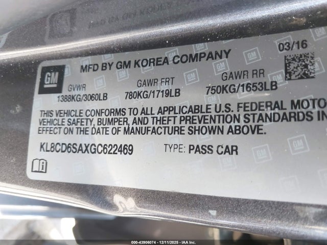 2016 CHEVROLET SPARK KL8CD6SAXGC622469 Photo 8