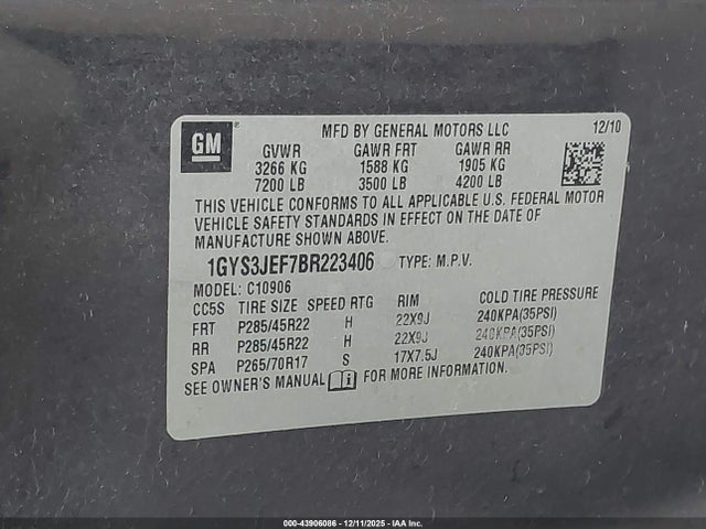 2011 CADILLAC ESCALADE ESV 1GYS3JEF7BR223406 Photo 8