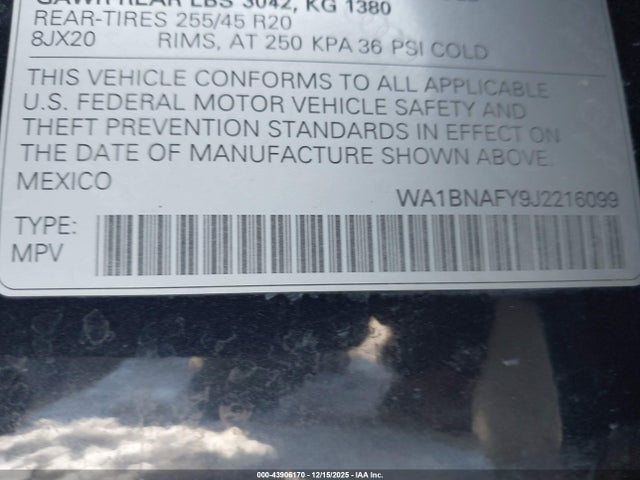 2018 AUDI Q5 WA1BNAFY9J2216099 Photo 8