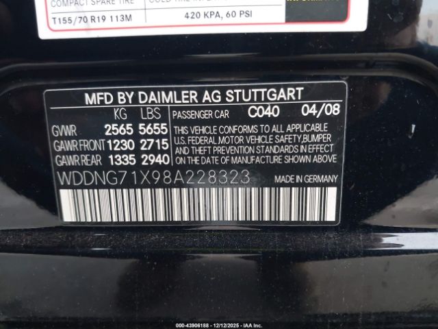 2008 MERCEDES-BENZ S 550 WDDNG71X98A228323 Photo 8