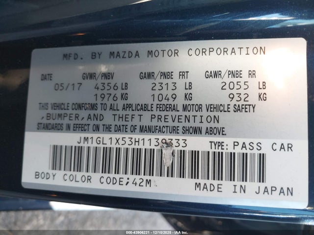 JM1GL1X53H1139333 Mazda Mazda6 Grand Touring