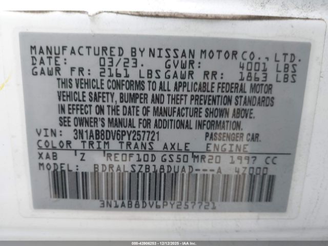 2023 NISSAN SENTRA 3N1AB8DV6PY257721 Photo 8
