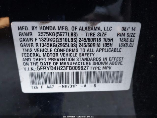 2015 ACURA MDX 5FRYD4H23FB009627 Photo 8