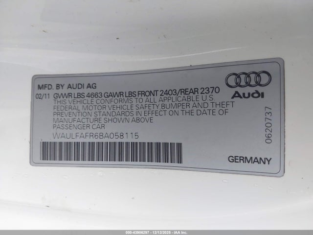 2011 AUDI A5 WAULFAFR6BA058115 Photo 8