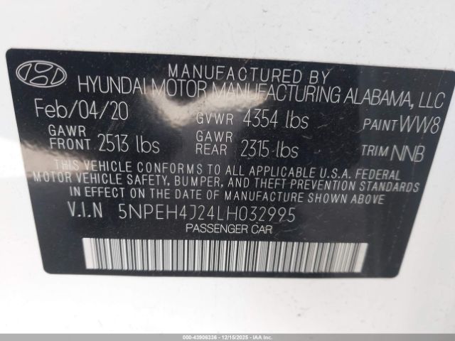 2020 HYUNDAI SONATA 5NPEH4J24LH032995 Photo 8