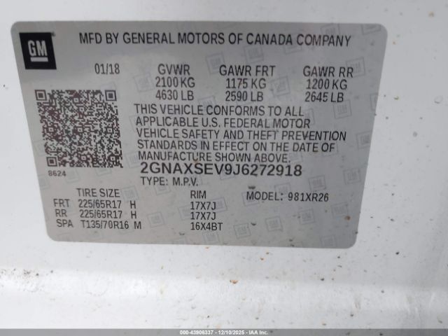 2018 CHEVROLET EQUINOX 2GNAXSEV9J6272918 Photo 8