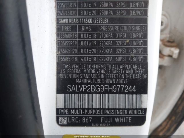 2015 LAND ROVER RANGE ROVER EVOQUE SALVP2BG9FH977244 Photo 8