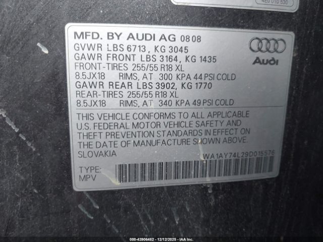 2009 AUDI Q7 WA1AY74L29D015576 Photo 8