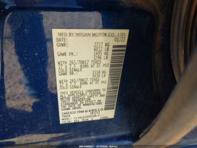 2022 NISSAN FRONTIER 1N6ED1EJ9NN648610 Photo 8