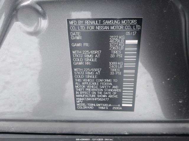 2017 NISSAN ROGUE KNMAT2MVXHP582477 Photo 8