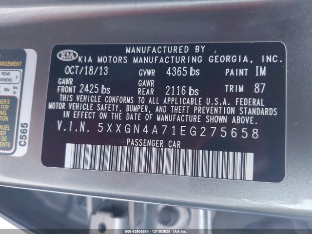 5XXGN4A71EG275658 KIA OPTIMA EX