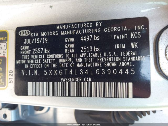 2020 KIA OPTIMA 5XXGT4L34LG390445 Photo 8