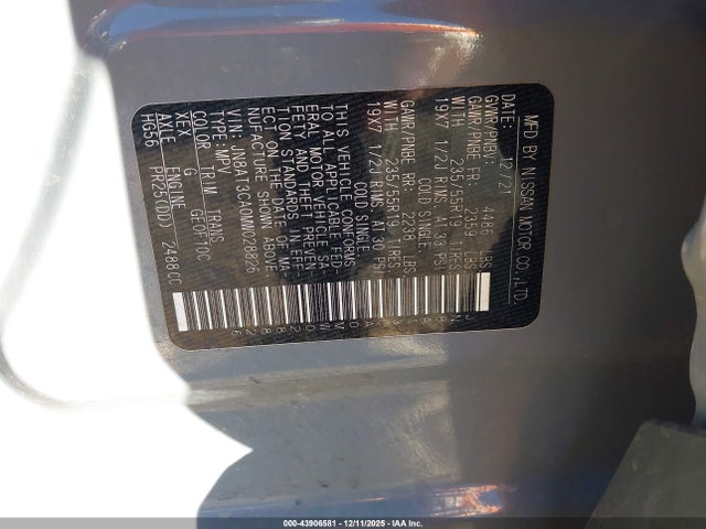 JN8AT3CA0MW028826 Nissan Rogue Sl Fwd