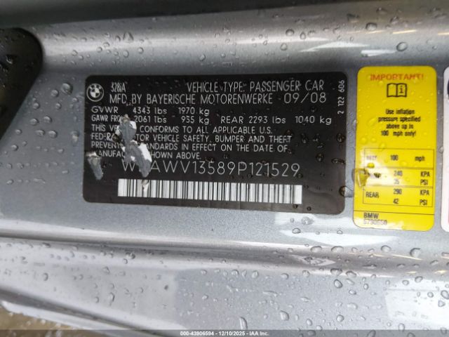 2009 BMW 328I WBAWV13589P121529 Photo 8