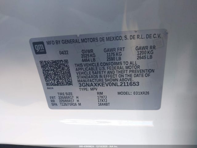 2022 CHEVROLET EQUINOX 3GNAXKEV0NL211653 Photo 8