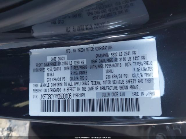 2021 MAZDA CX-9 JM3TCBCY7M0533106 Photo 8