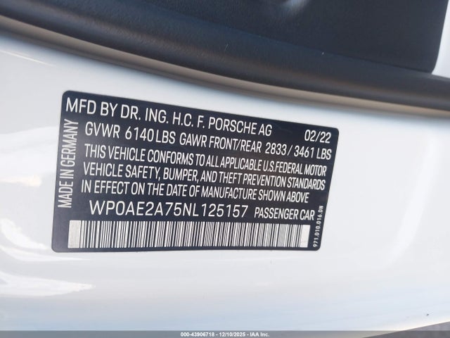WP0AE2A75NL125157 Porsche Panamera E-hybrid 4/4 Platinum Edition